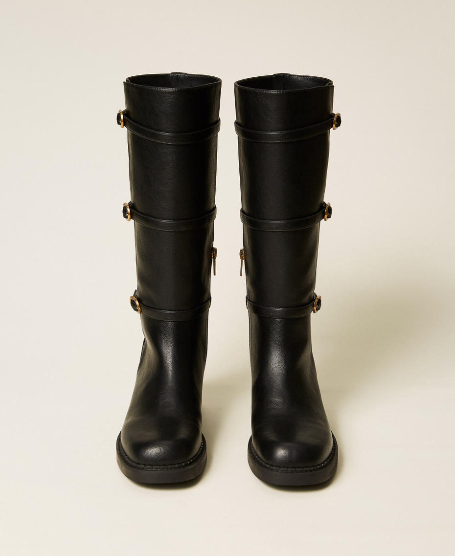 High boots with buckles Black Woman 252TGT090_00006_04