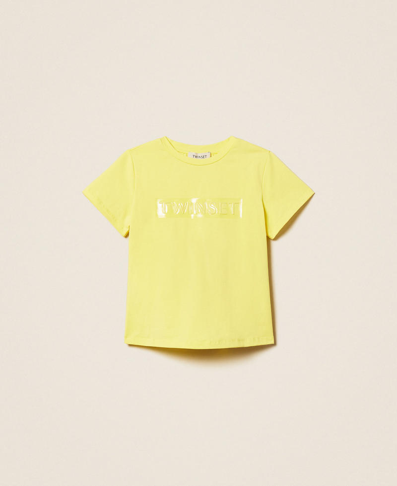 Regular T-shirt with glossy print Limelight Yellow Girl 261GJ2250_06210_S0