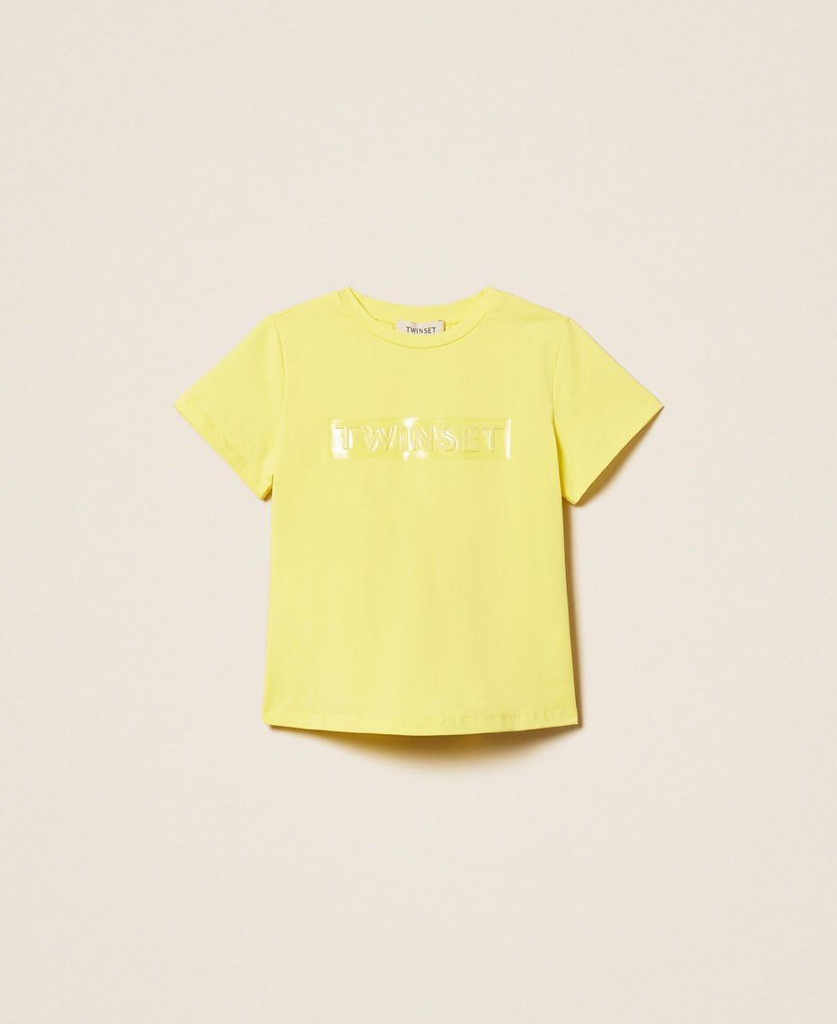 Regular T-shirt with glossy print Limelight Yellow Girl 261GJ2250_06210_S0