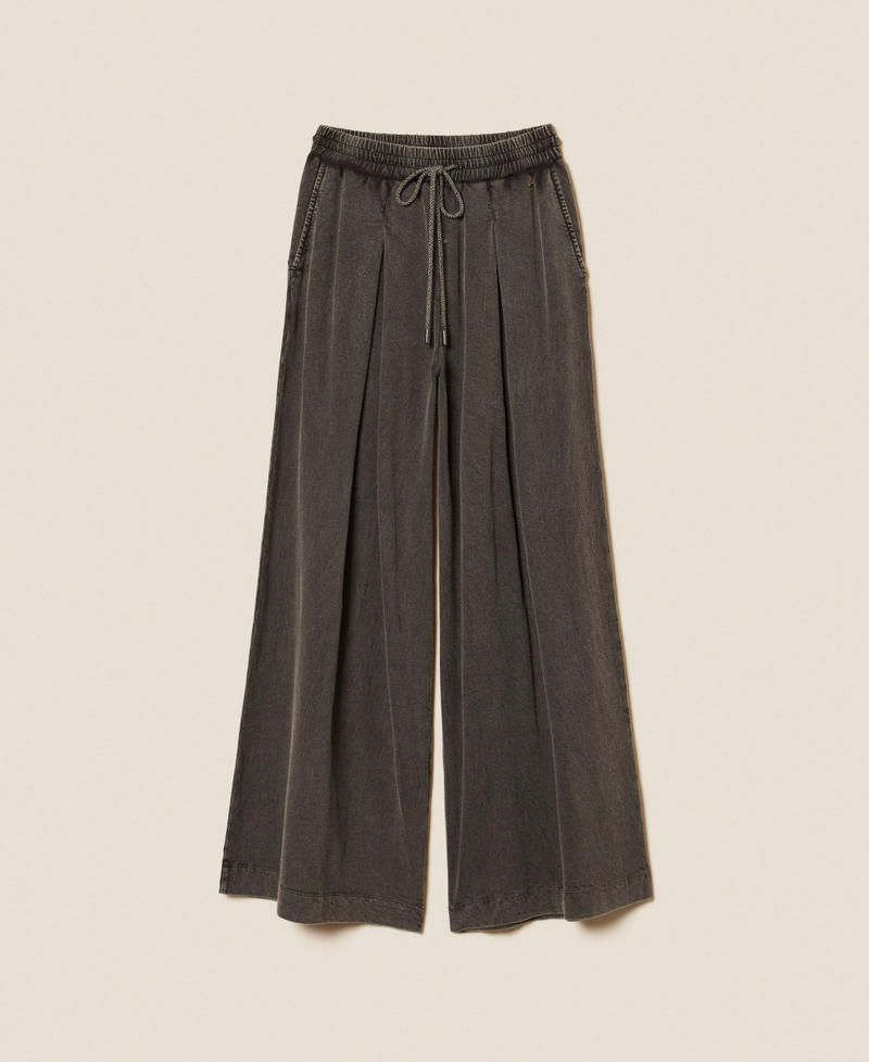 Plush palazzo trousers Black Woman 261AP2415_00006_S0