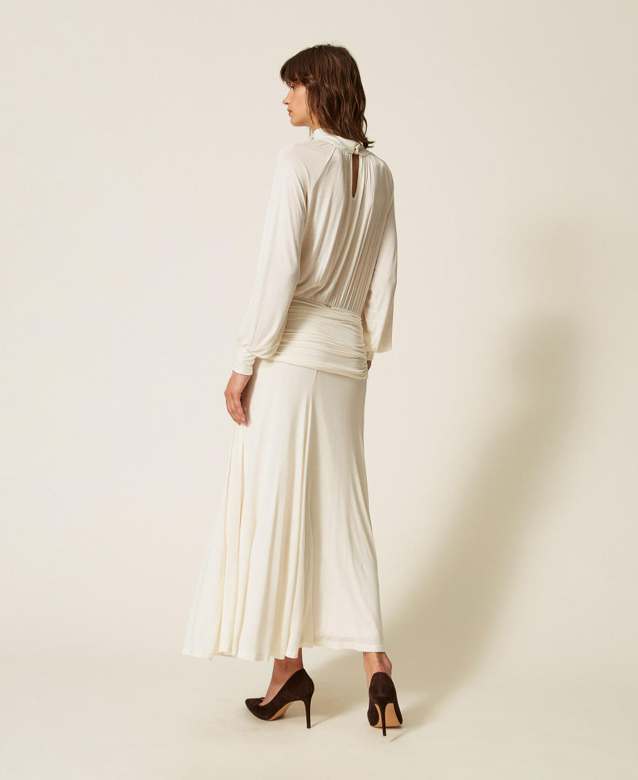 Abito lungo con drappeggi Avorio Donna 262TF2061_00018_04