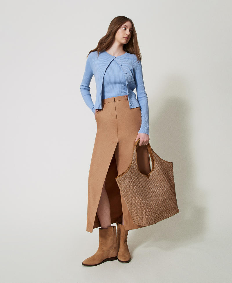 Fitted rib knit top Light Blue Topaz Woman 251LL3FCC_12106_T0