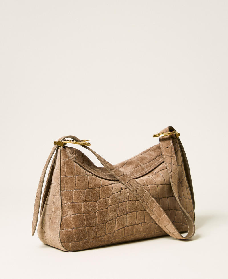 Borsa Liliane in suede a stampa cocco Grigio Light Taupe Donna 262TD8140_00718_03