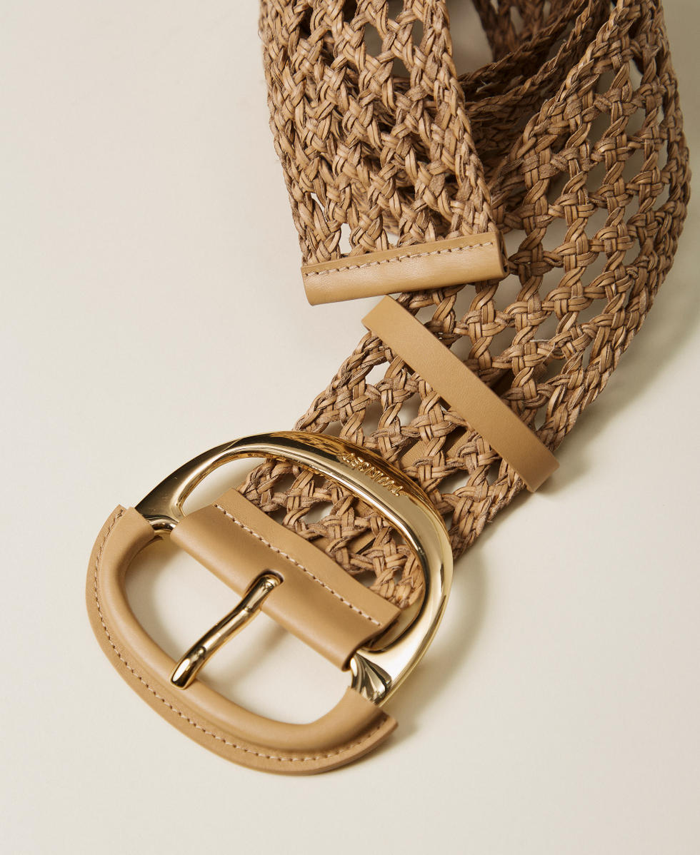 Intertwined belt with maxi buckle Natural Beige Woman 261TO5390_12559_02