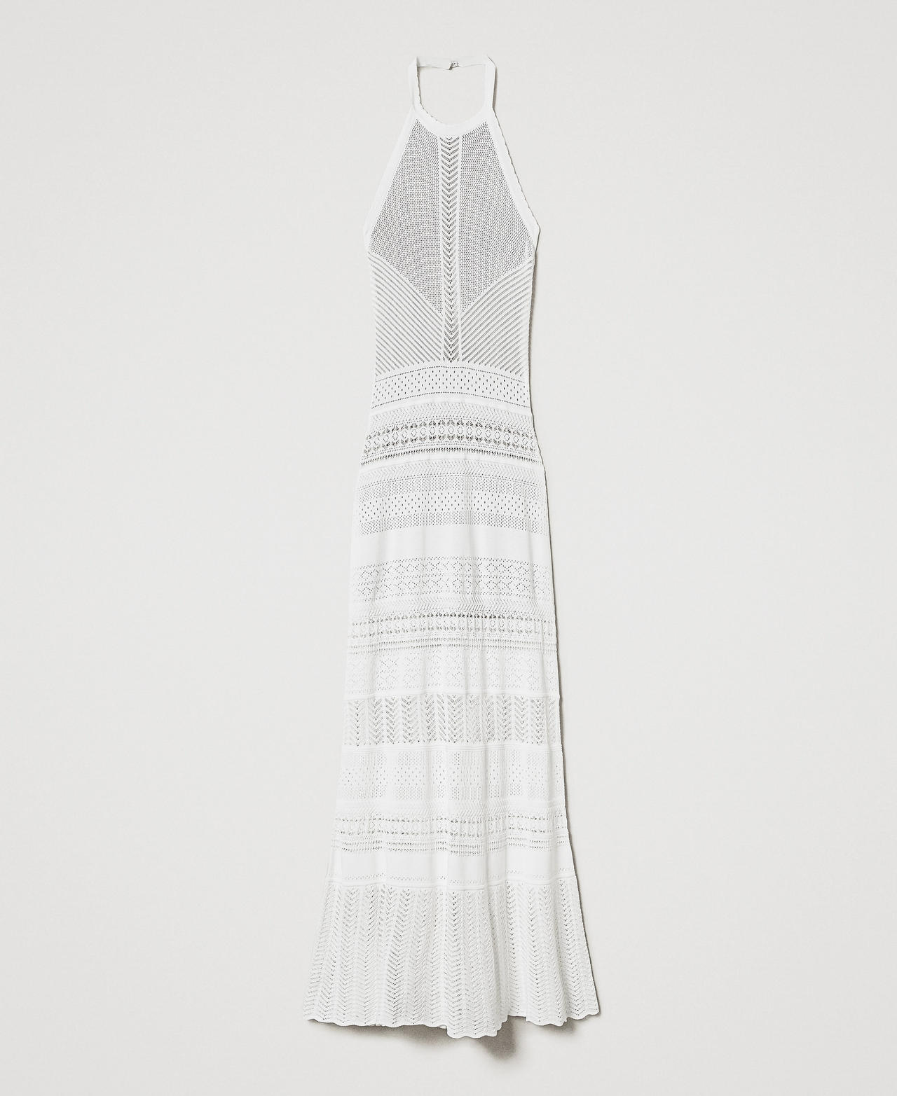 Long punched knit halterneck dress White Snow Woman 251TT3105_00282_0S