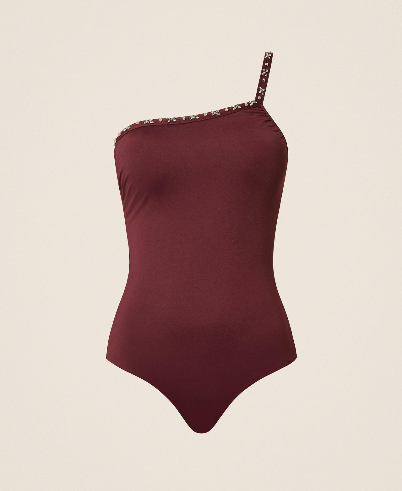 Maillot de bain une pièce asymétrique avec broderie