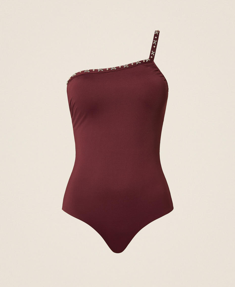 One-shoulder swimsuit with embroidery &ldquo;Wine tasting&rdquo; Purple Woman 261LBMC01_05609_S0