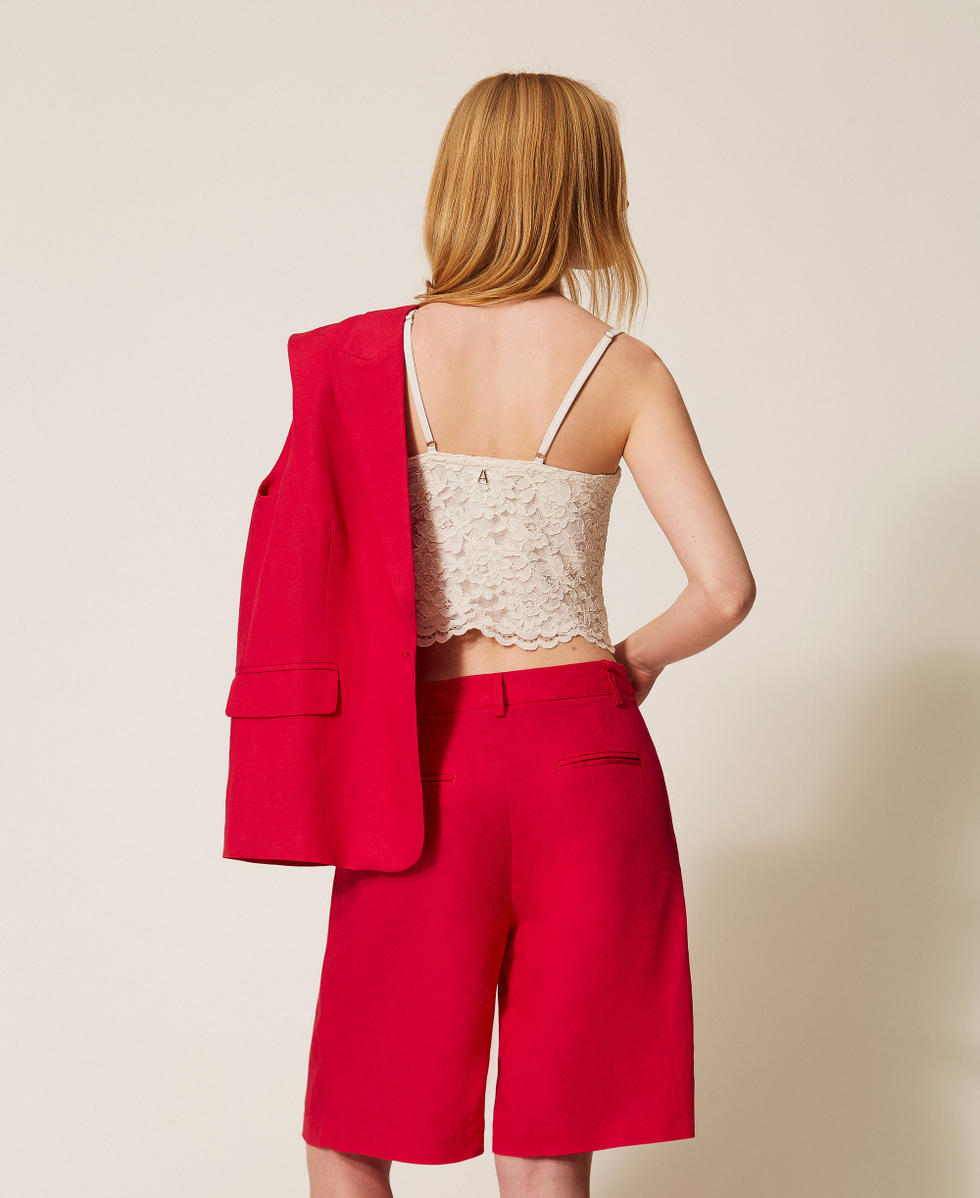 Bermuda in misto lino Rosso "Magenta" Donna 261AP2321_13160_02