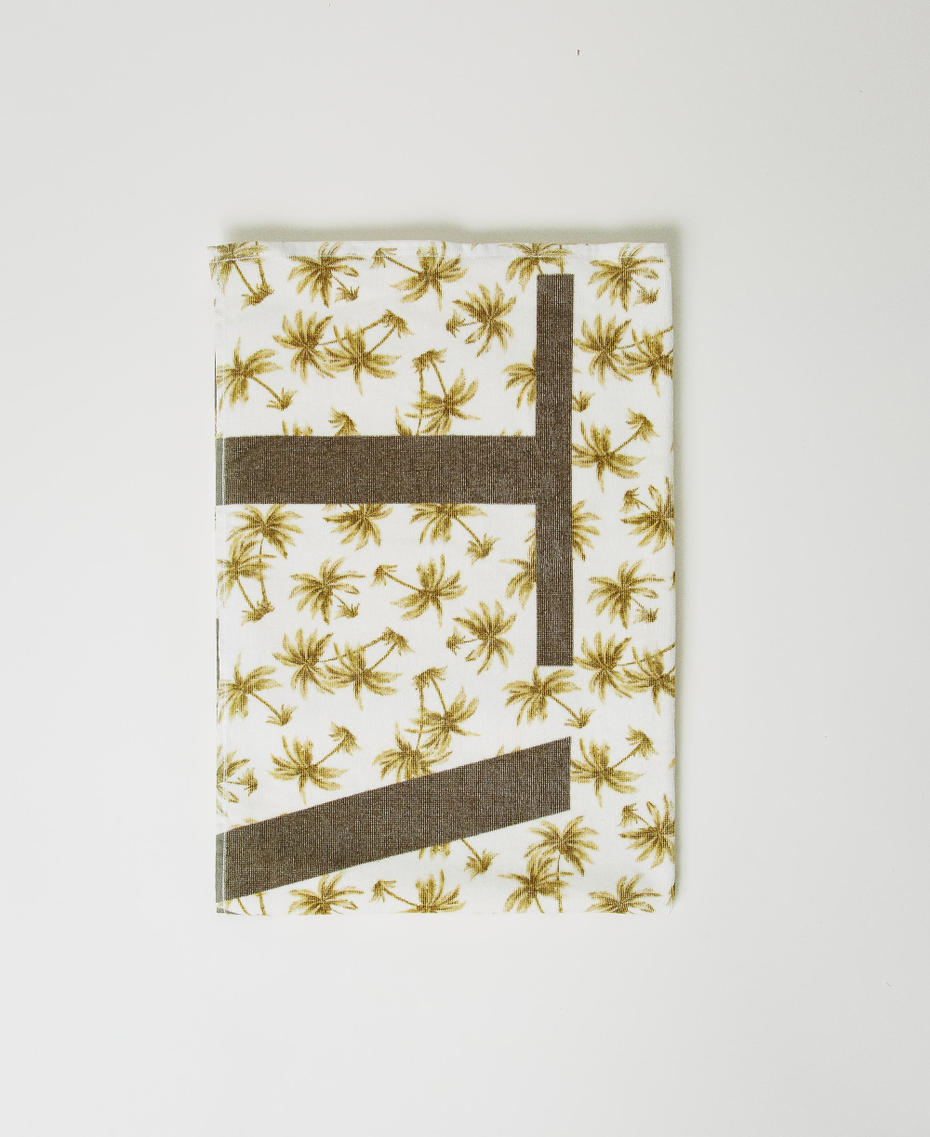 Toalla de playa de rizo con estampado Estampado Palmeras Nácar / Olive Leaf Mujer 251LB4BDD_12196_01