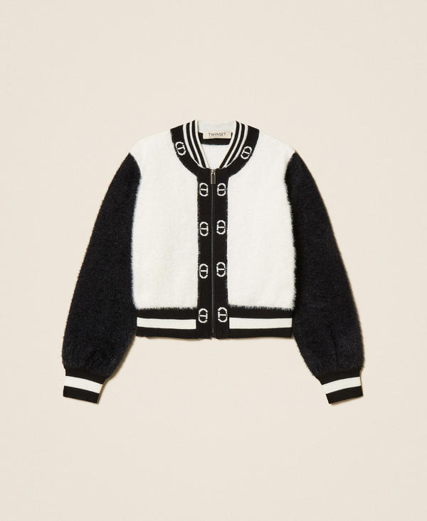 Girls' knit bomber jacket with Oval T