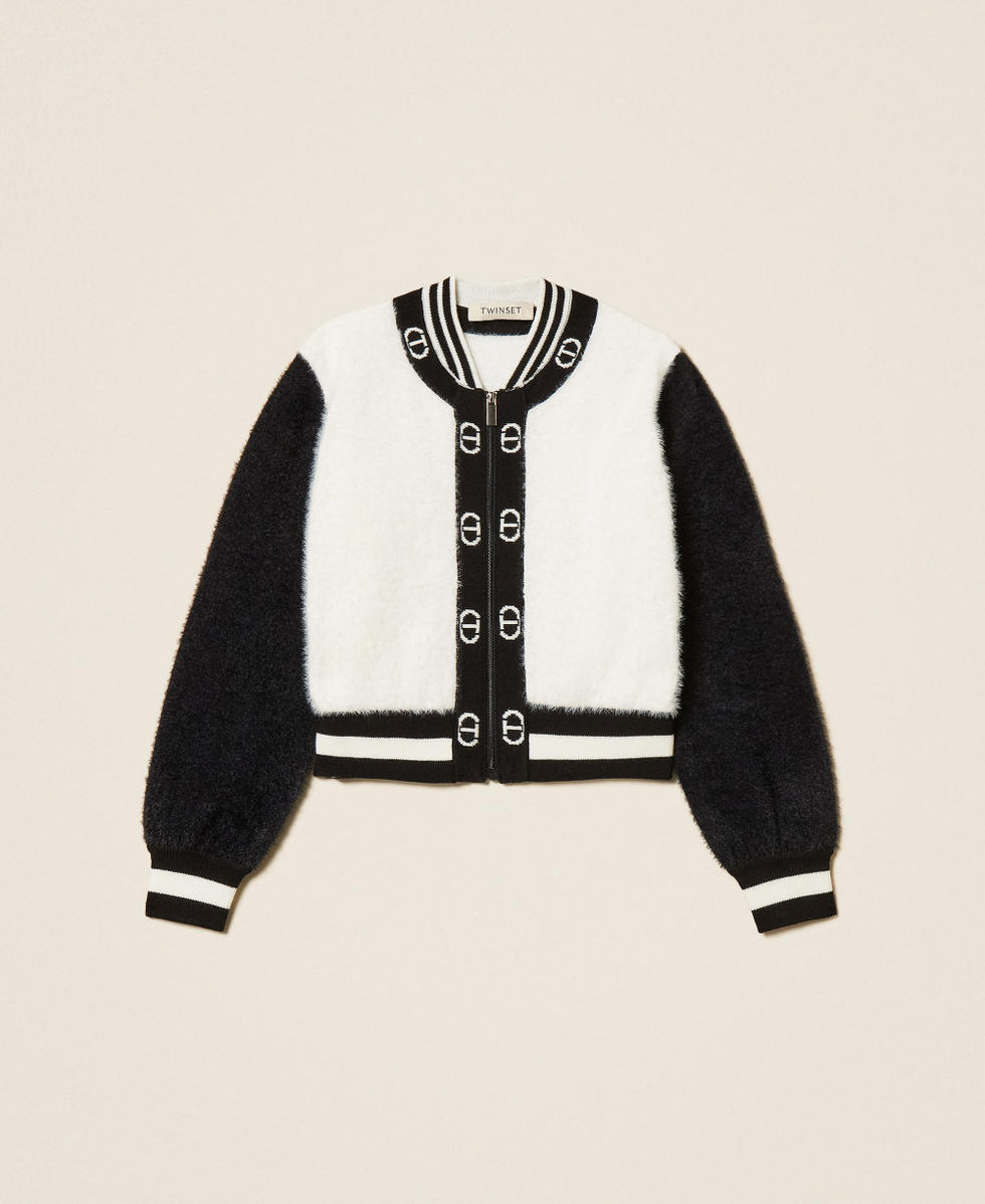 Girls' knit bomber jacket with Oval T