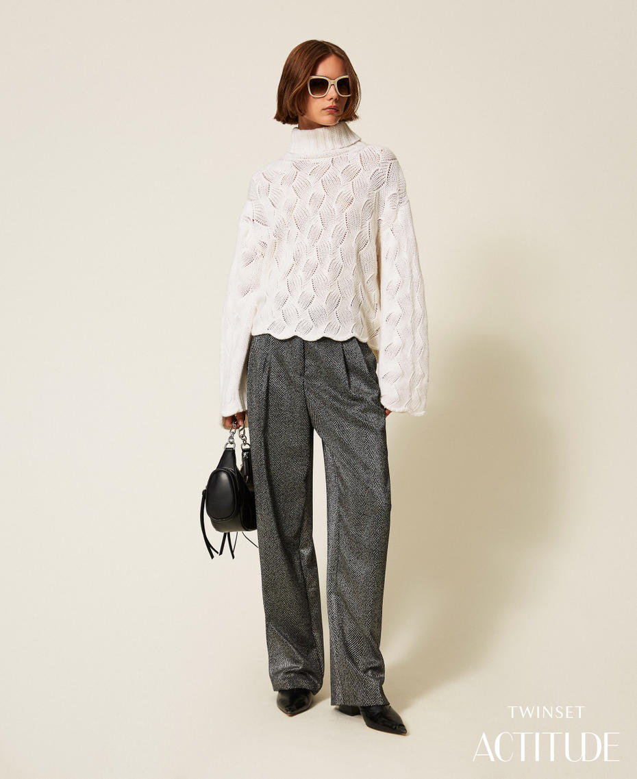 Palazzo trousers with laminated print Black Woman 252AP2353_00006_PA