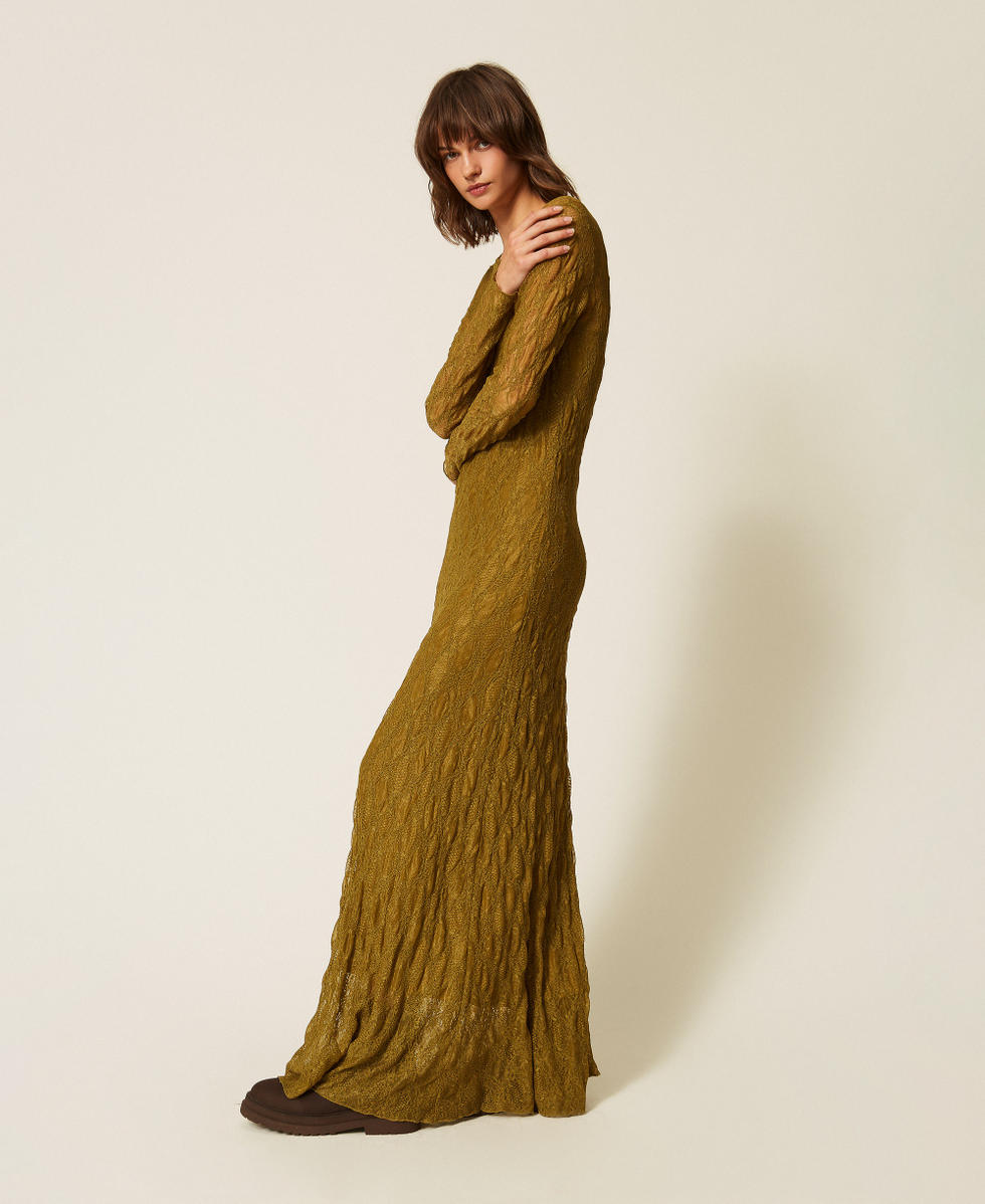 Long stretch lace dress Shiny Oil Woman 262LI2NDD_13450_02