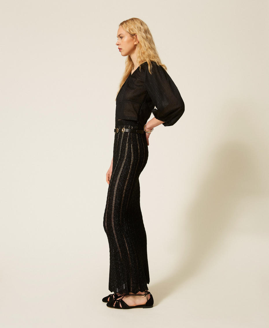Long knit skirt with lurex Black Lurex Woman 261TT3323_11646_02