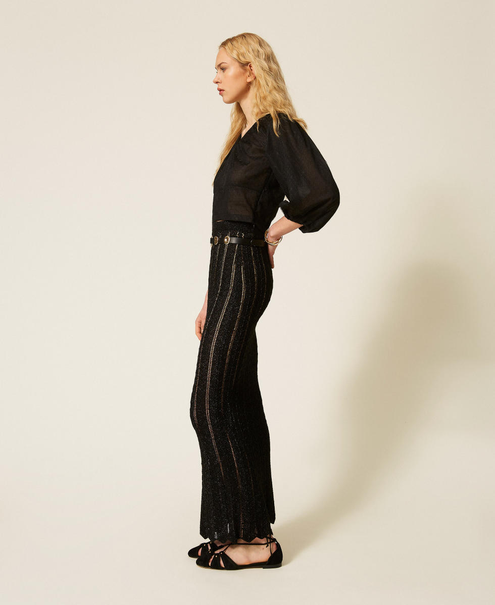 Long knit skirt with lurex Black Lurex Woman 261TT3323_11646_02