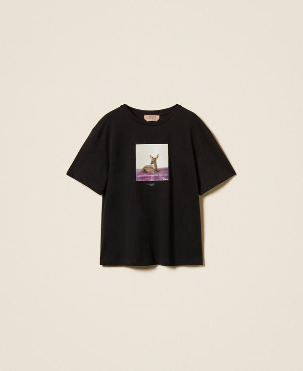 Camiseta regular de cuello redondo con estampado