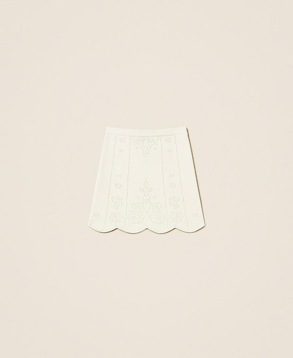Scalloped hem knit mini skirt