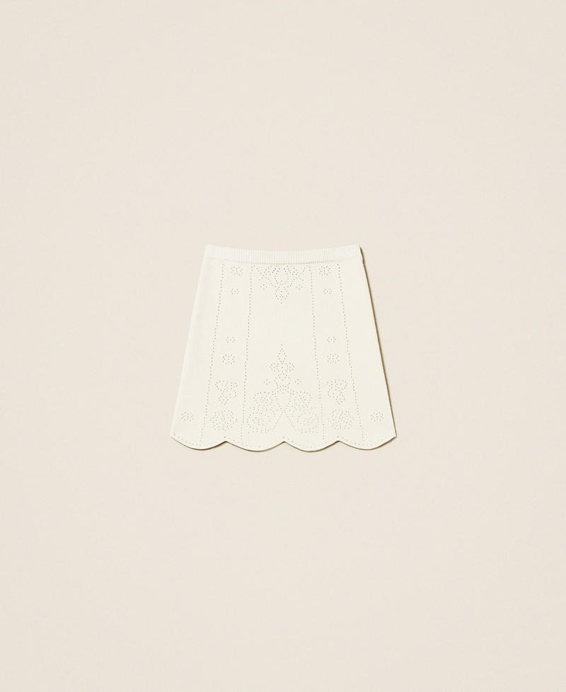 Scalloped hem knit mini skirt White Snow Woman 252TT3212_00282_S0