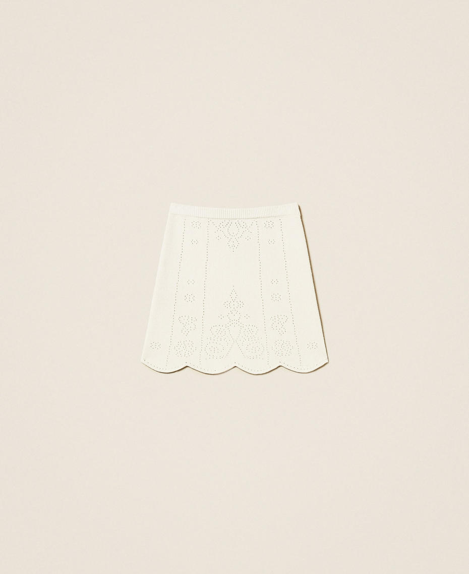 Scalloped hem knit mini skirt White Snow Woman 252TT3212_00282_S0