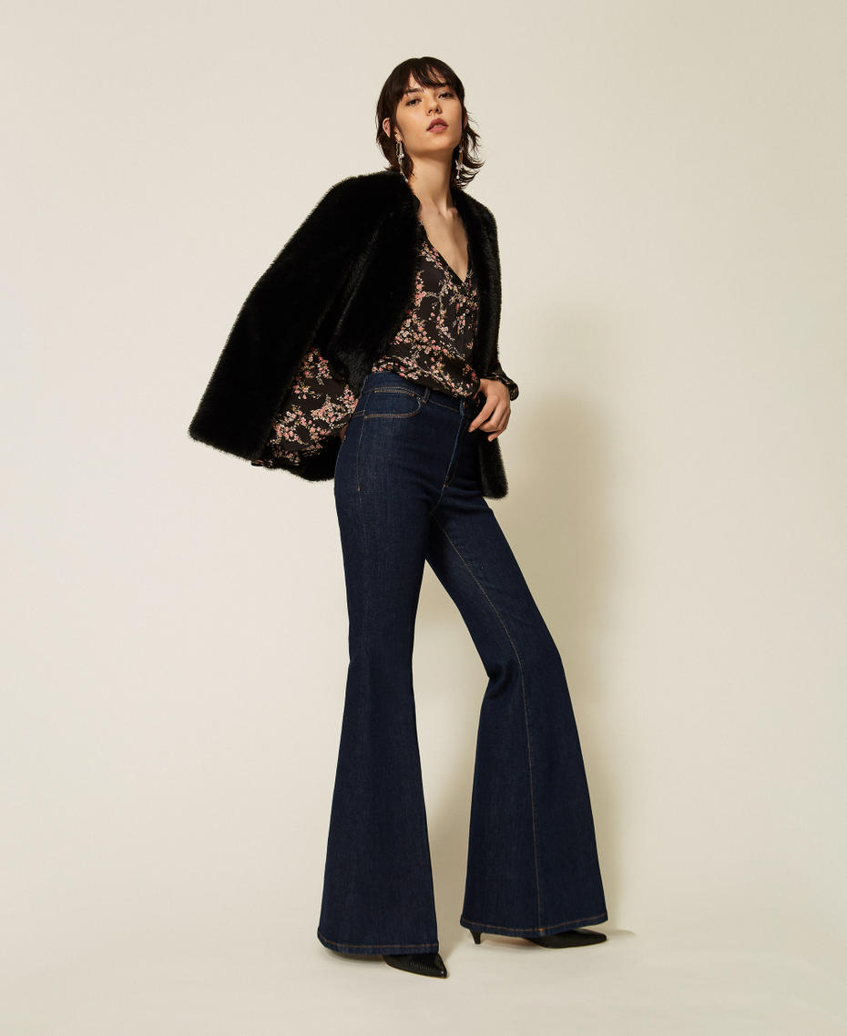 Five-pocket flared jeans Dark Denim Woman 262TP2900_01313_01