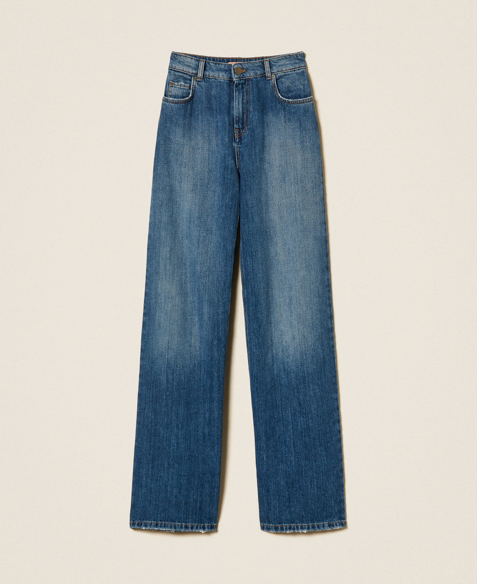 Jean ample avec cinq poches Bleu "Denim Moyen" Femme 262TP2590_01611_S0