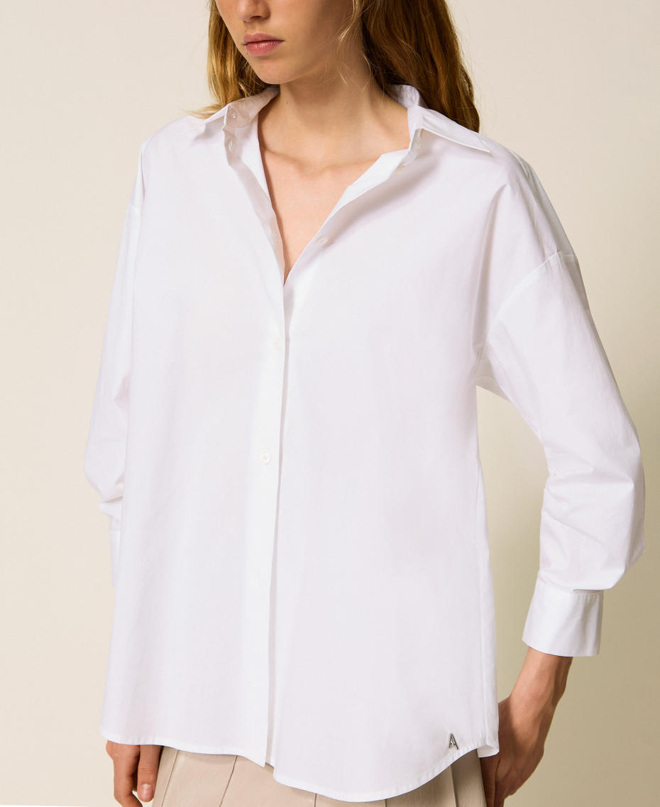 Camicia in popeline con nodo Bianco "Papers" Donna 252AP2200_00840_04