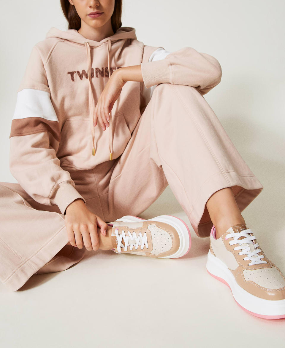 Colour block trainers Two-tone Optical White / Prism Pink Woman 242LIP010_11742_0S