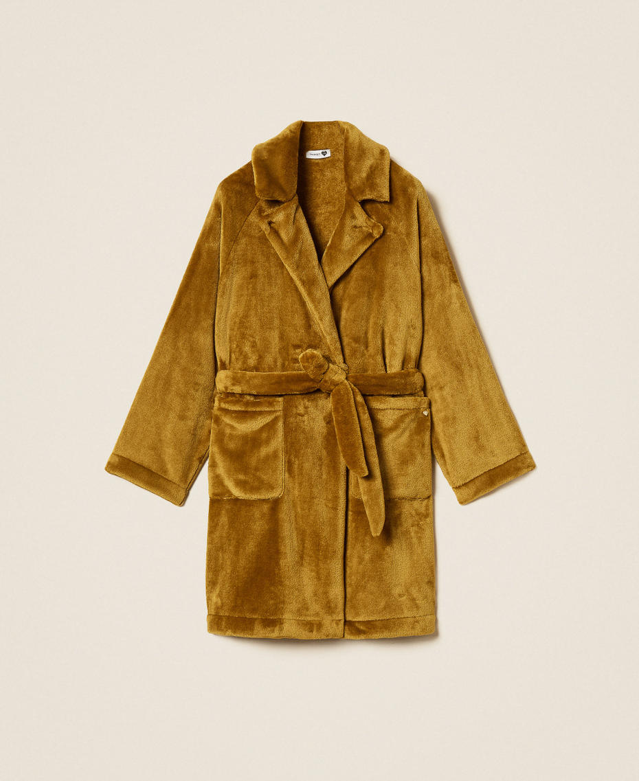 Faux fur dressing gown with belt Shiny Oil Woman 262LI2UAA_13450_S0