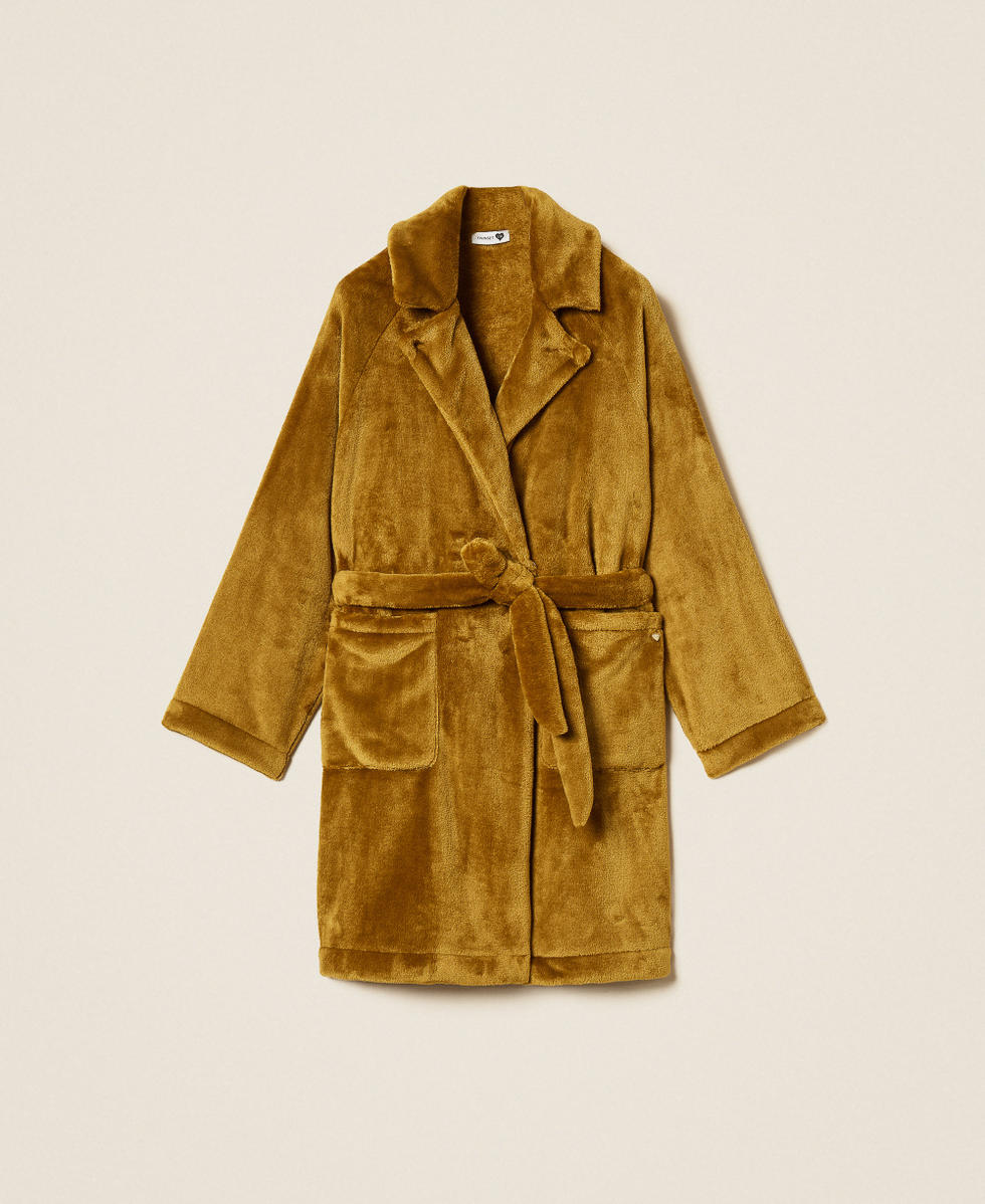 Faux fur dressing gown with belt Shiny Oil Woman 262LI2UAA_13450_S0