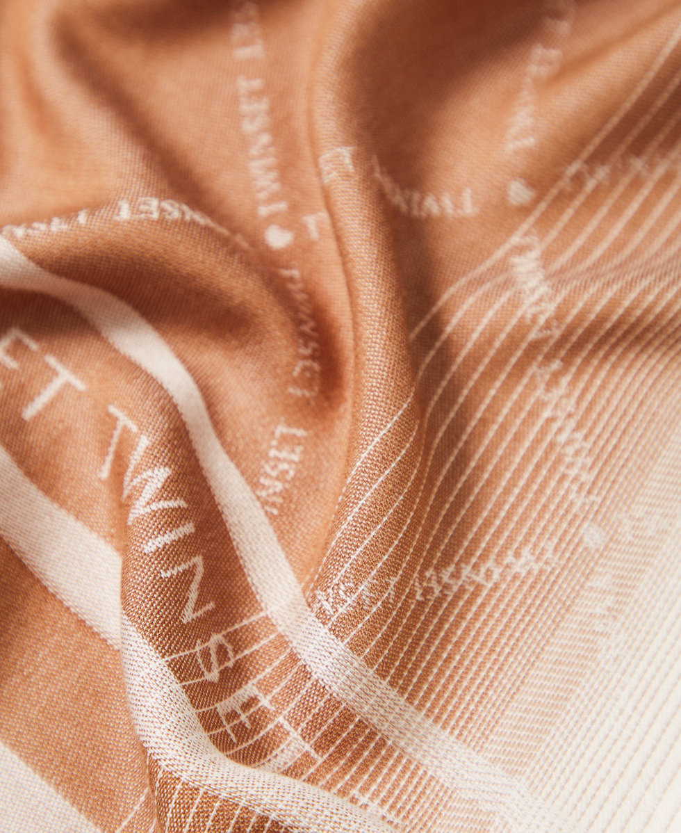 Jacquardtuch mit Logos Jacquard-Braun "Bubinga Wood"/Delicated Sand Frau 261TA4310_13275_02
