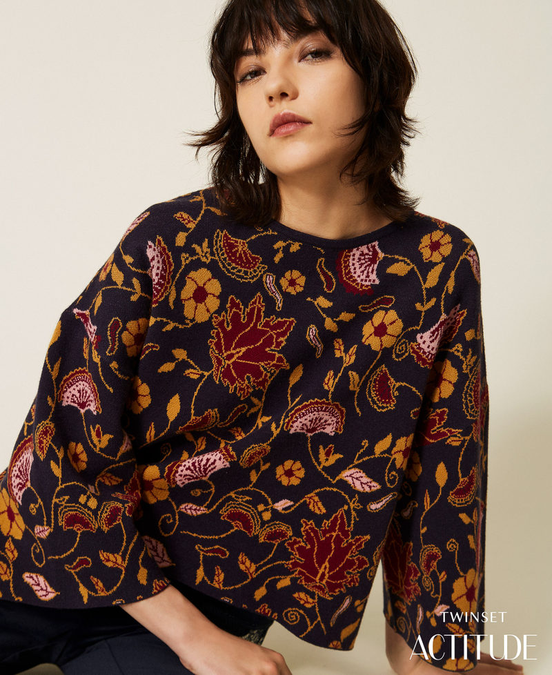 Jacquard floral jumper Fantasy Flowers Jacquard Woman 262AP3080_13766_PA