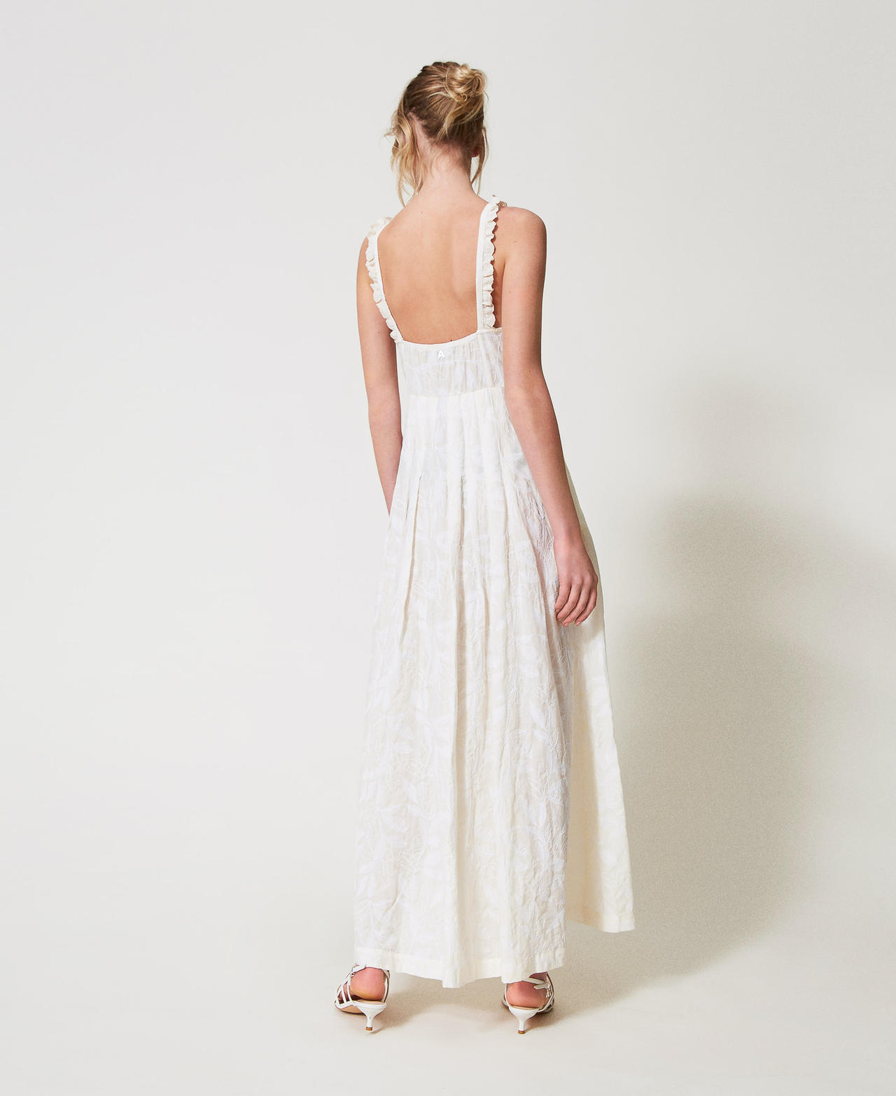 Long muslin dress with embroidery Sugar White Woman 251AP2520_00632_02