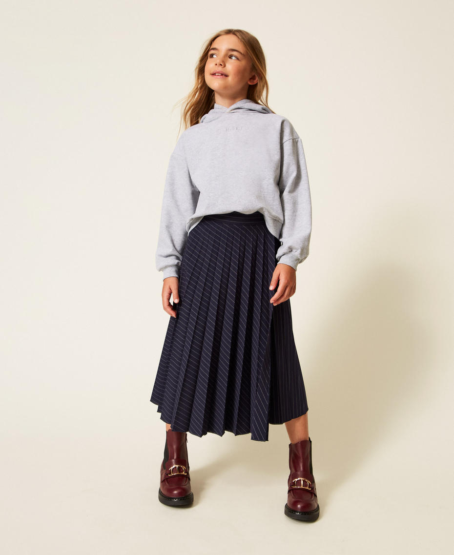 Pinstripe midi wrap-around skirt Classic Blue/Off White Stripe Girl 252GJ2043_12713_01