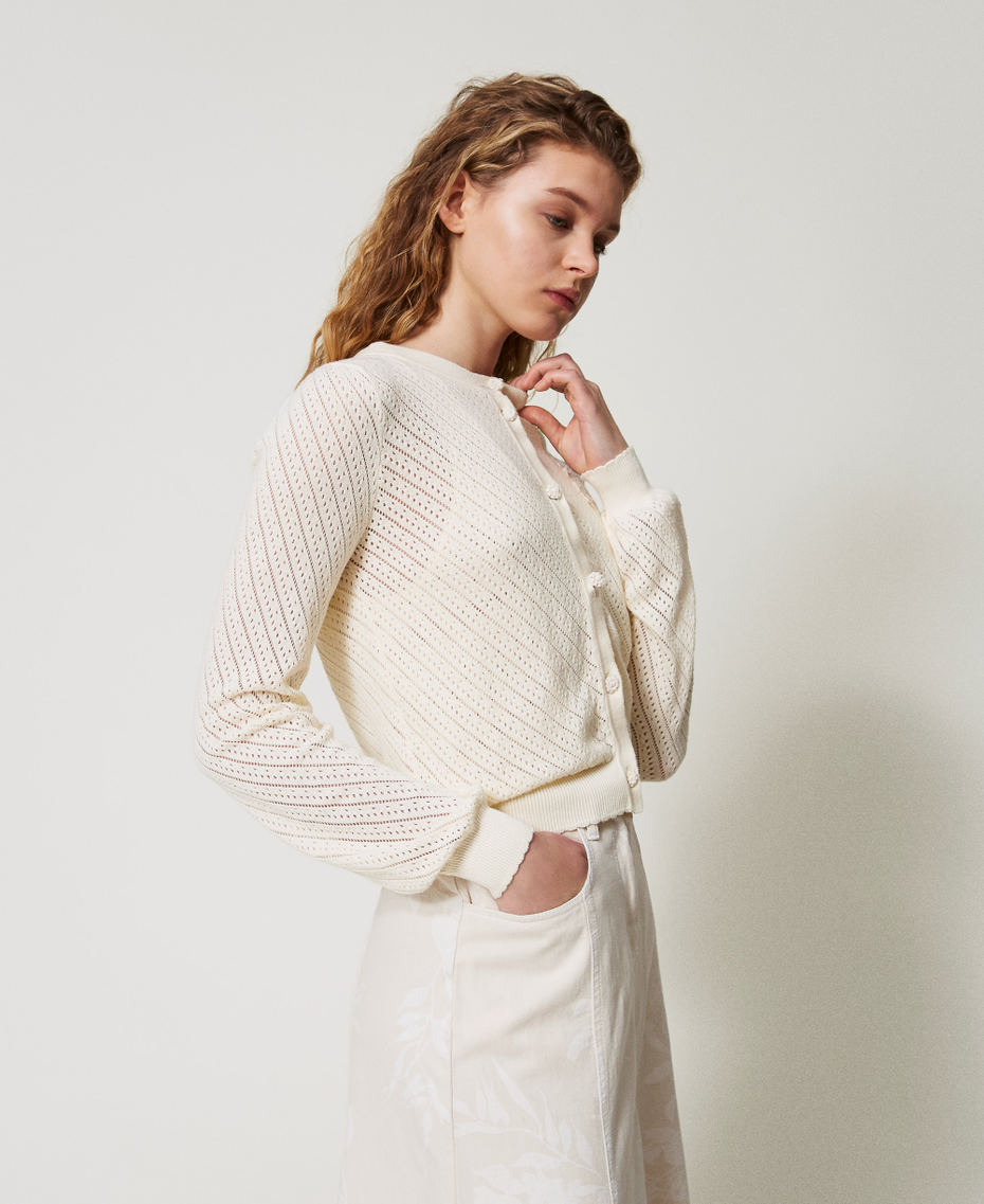 Cardigan with embroidered patch White Snow Woman 251TT3132_00282_03