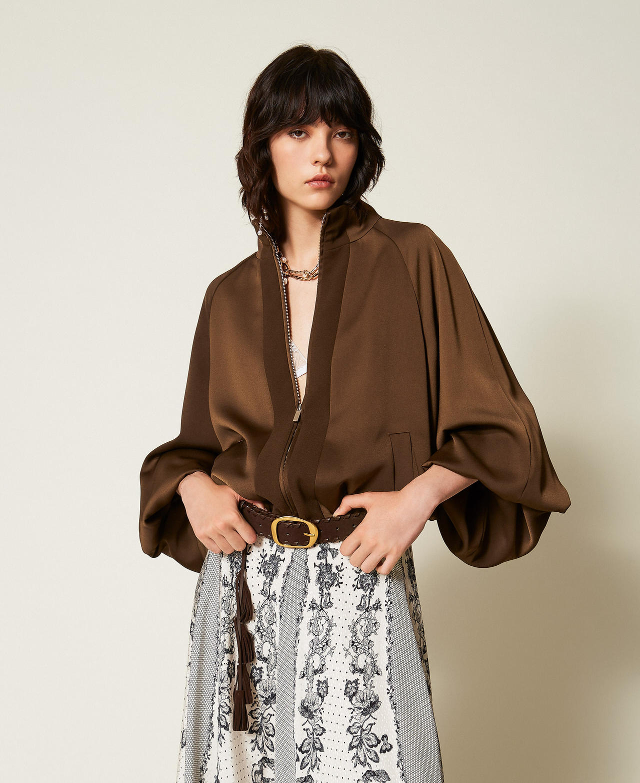 Suede belt with tassels "Tobacco Brown" Woman 262TA4740_11272_A0