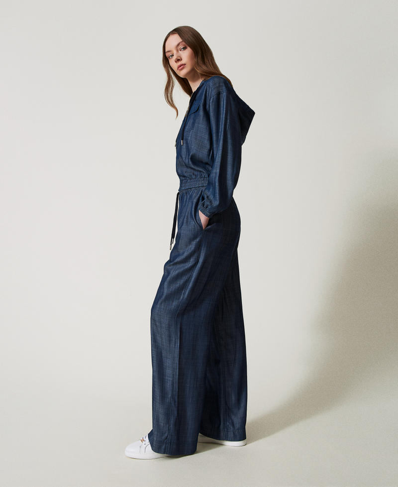 Chambray palazzo trousers Blue Denim Woman 251LL2DEE_12351_02
