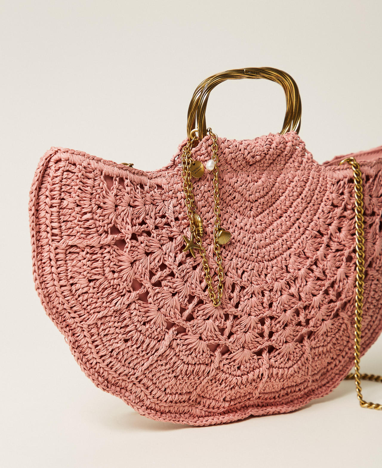 Crochet raffia shoulder bag Coral Bead Woman 261TD8320_11752_02