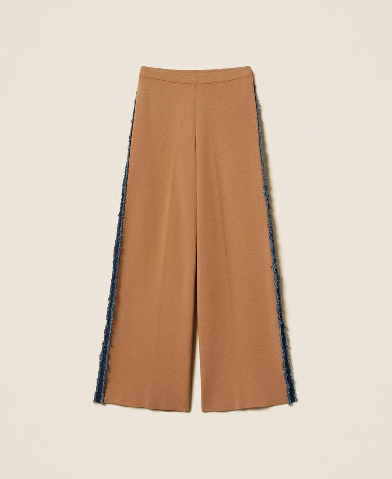 Knit trousers with denim trim "Dune" Beige/Denim Woman 262LI3GDD_13721_S0