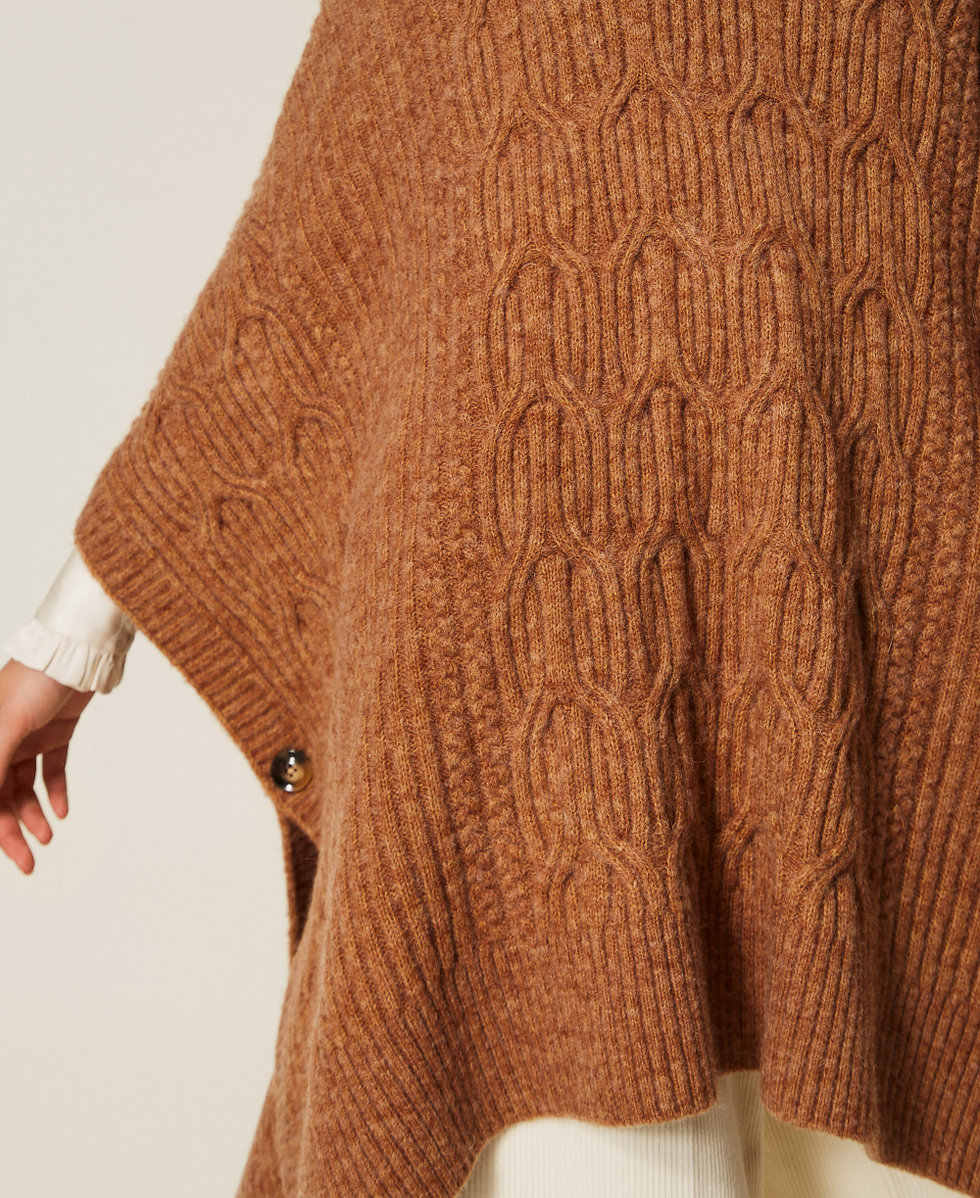 Rib knit cape Camel Melange Woman 252LL3HBB_12813_05