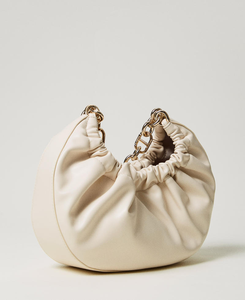 Hobo-Bag „Croissant“ mit Raffung Weiß Schnee Frau 251TD8030_00282_03