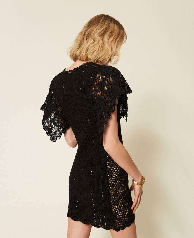 Short floral knit dress Black Woman 261TT3160_00006_03