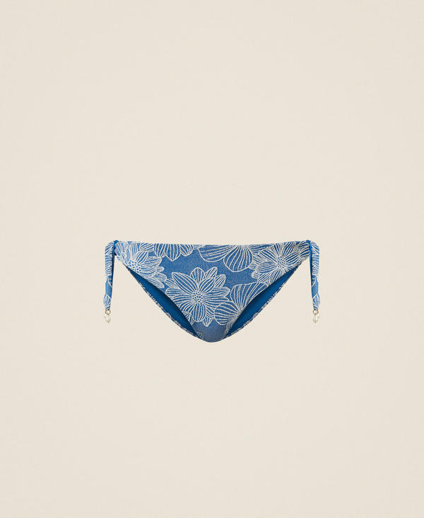 Jacquard bikini thong with pearls