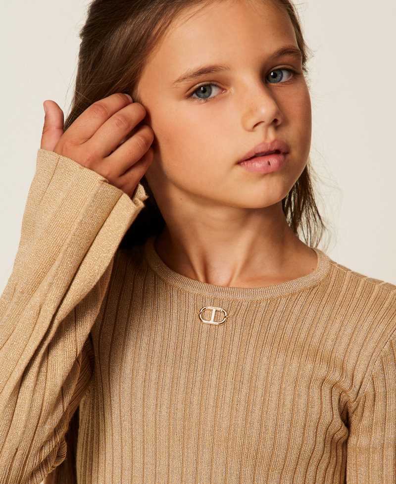 Pull plissé avec lurex Or « Gold Pleats » Fille 252GJ3111_12736_04