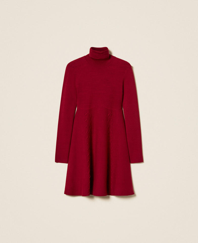 Kurzes Strickkleid mit Stehkragen "Rhabarberrot" Frau 262AP3110_13643_S0