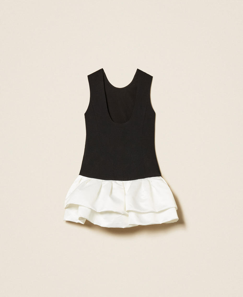 Short cr&ecirc;pe and duchesse dress Bicolour Black / "Snow" White Girl 261GJ2Q54_03710_S1