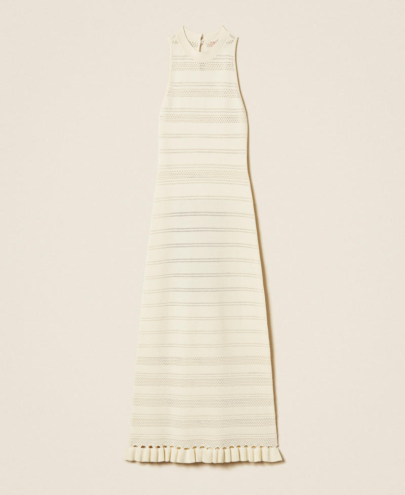 Long turtleneck knit dress with ruffles Mother Of Pearl Woman 261TQ3010_00059_S0