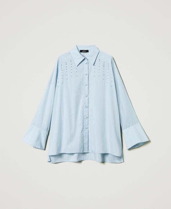Poplin shirt with bezel embroidery