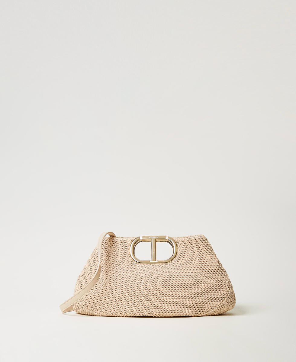 &lsquo;Lila&rsquo; woven faux straw shoulder bag