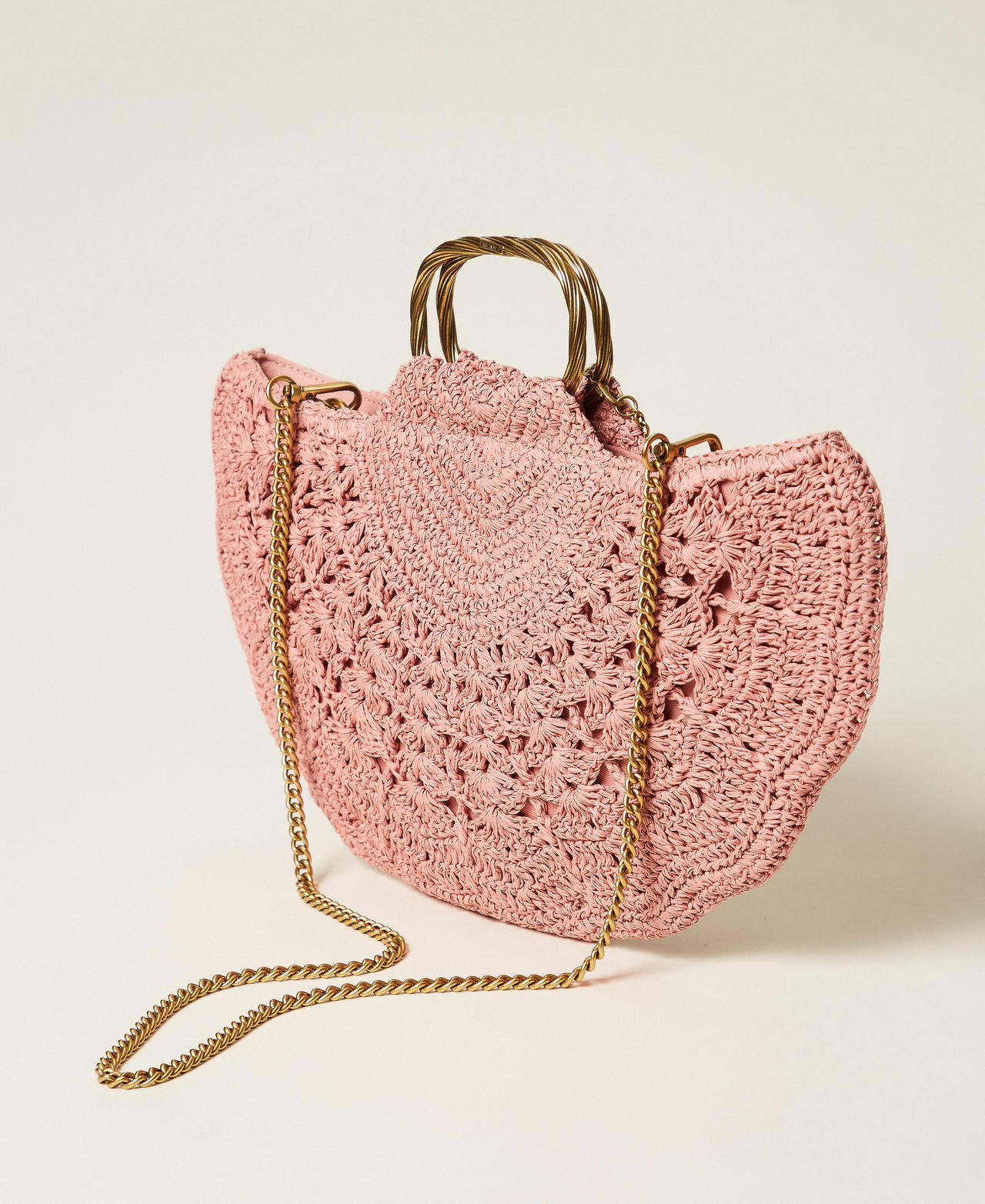 Crochet raffia shoulder bag Coral Bead Woman 261TD8320_11752_03