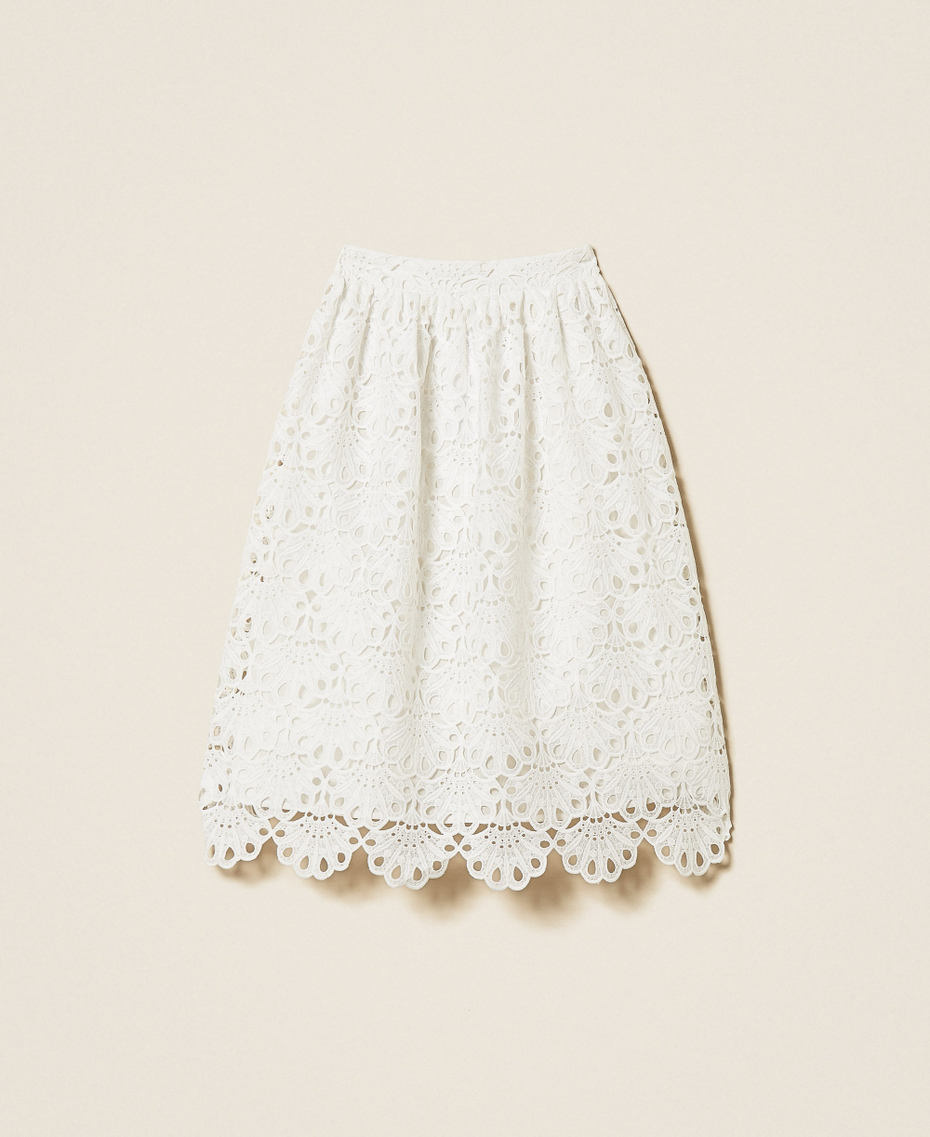 Macram&eacute; midi skirt Off White Woman 261LM2CHH_00526_S0
